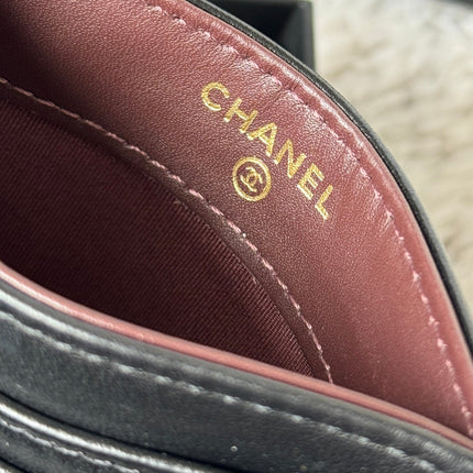 CHANEL 25S CARD HOLDER 11 IN BLACK LAMBSKIN GOLD HARDWARE