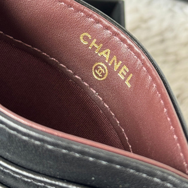 CHANEL 25S CARD HOLDER 11 IN BLACK LAMBSKIN GOLD HARDWARE