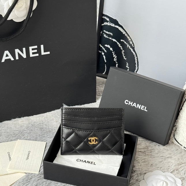 CHANEL 25S CARD HOLDER 11 IN BLACK LAMBSKIN GOLD HARDWARE