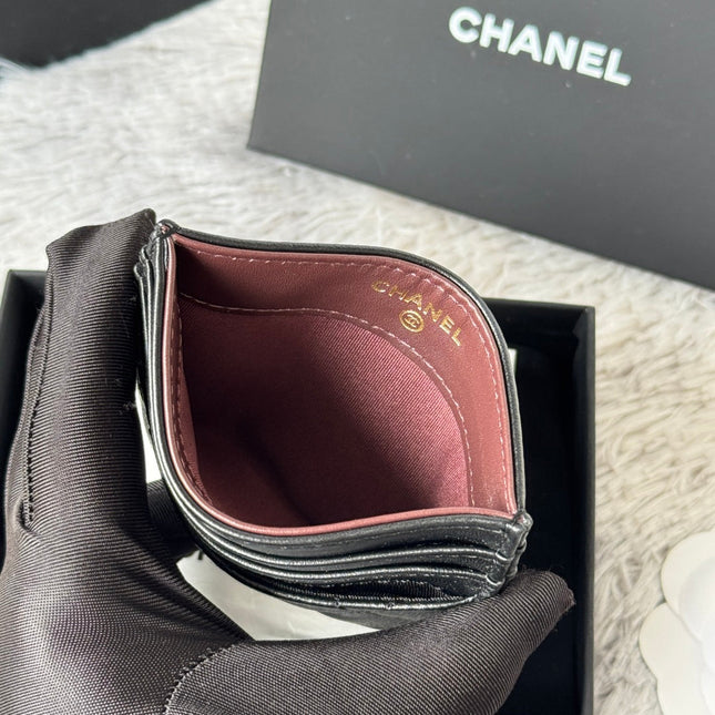CHANEL 25S CARD HOLDER 11 IN BLACK LAMBSKIN GOLD HARDWARE