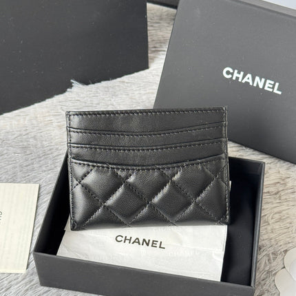 CHANEL 25S CARD HOLDER 11 IN BLACK LAMBSKIN GOLD HARDWARE