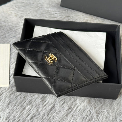 CHANEL 25S CARD HOLDER 11 IN BLACK LAMBSKIN GOLD HARDWARE