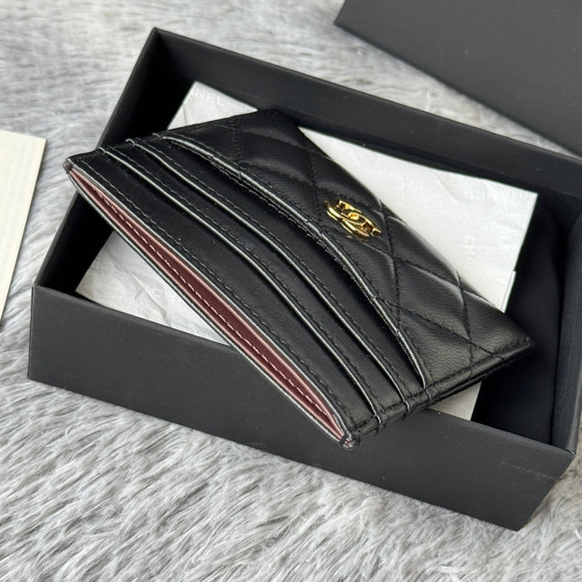 CHANEL 25S CARD HOLDER 11 IN BLACK LAMBSKIN GOLD HARDWARE