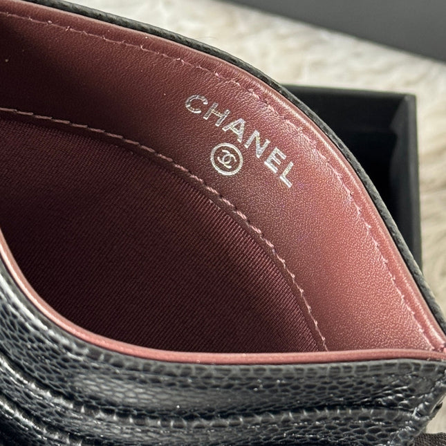 CHANEL 25S CARD HOLDER 11 IN BLACK CAVIAR SILVER HARDWARE