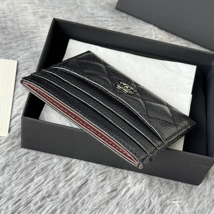 CHANEL 25S CARD HOLDER 11 IN BLACK CAVIAR SILVER HARDWARE