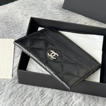 CHANEL 25S CARD HOLDER 11 IN BLACK CAVIAR SILVER HARDWARE