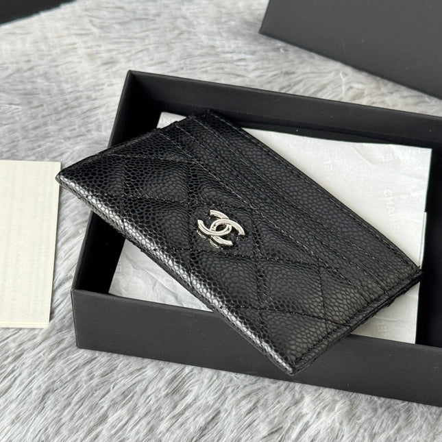 CHANEL 25S CARD HOLDER 11 IN BLACK CAVIAR SILVER HARDWARE