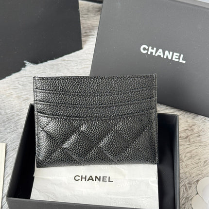 CHANEL 25S CARD HOLDER 11 IN BLACK CAVIAR SILVER HARDWARE