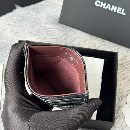 CHANEL 25S CARD HOLDER 11 IN BLACK CAVIAR SILVER HARDWARE