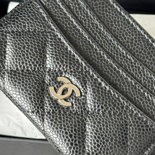 CHANEL 25S CARD HOLDER 11 IN BLACK CAVIAR SILVER HARDWARE