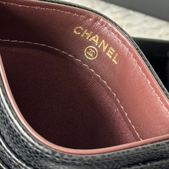 CHANEL 25S CARD HOLDER 11 IN BLACK CAVIAR GOLD HARDWARE