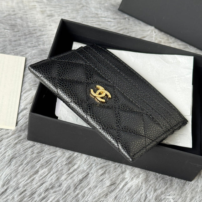 CHANEL 25S CARD HOLDER 11 IN BLACK CAVIAR GOLD HARDWARE