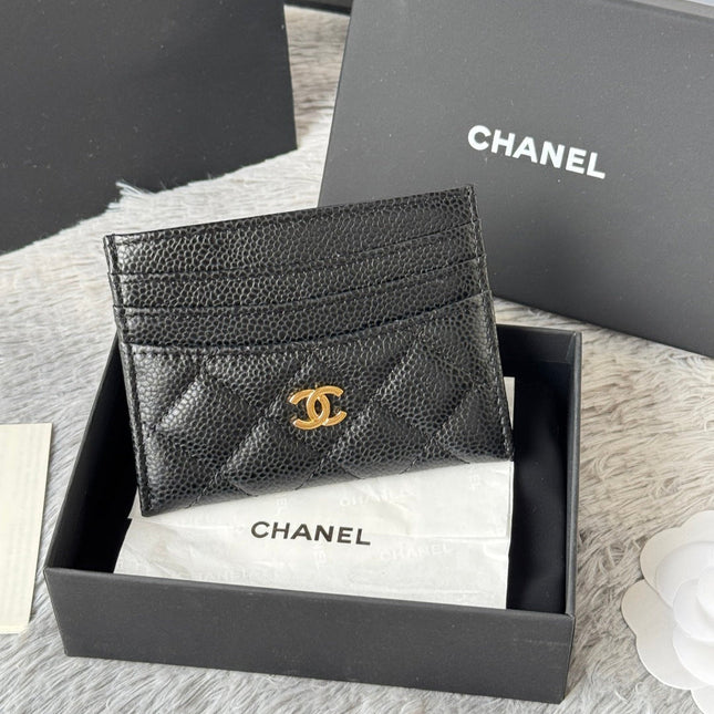 CHANEL 25S CARD HOLDER 11 IN BLACK CAVIAR GOLD HARDWARE