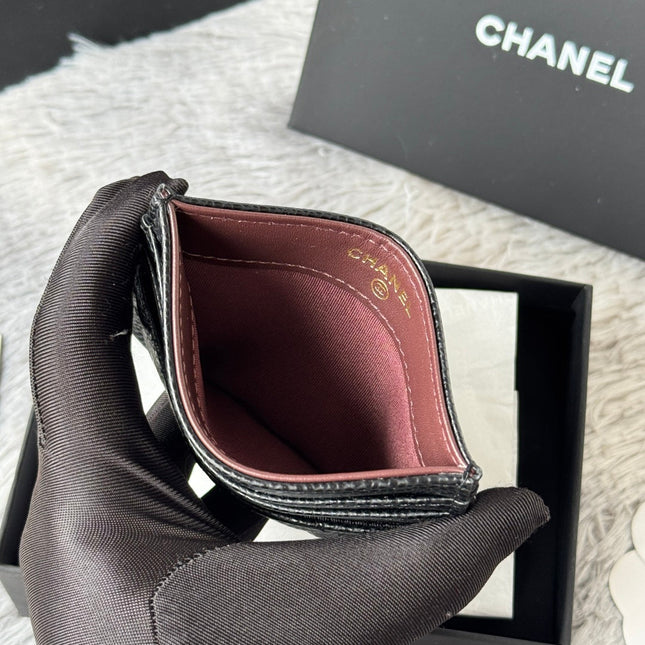 CHANEL 25S CARD HOLDER 11 IN BLACK CAVIAR GOLD HARDWARE