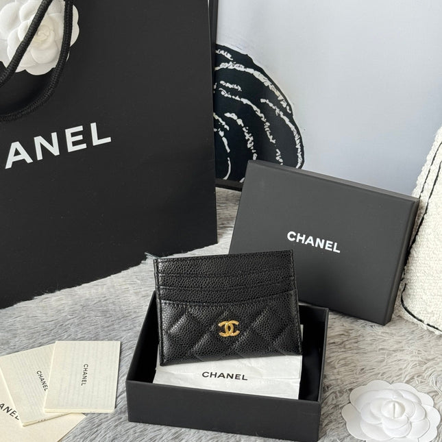 CHANEL 25S CARD HOLDER 11 IN BLACK CAVIAR GOLD HARDWARE