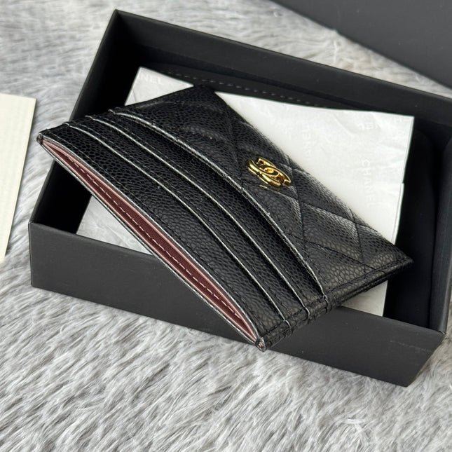 CHANEL 25S CARD HOLDER 11 IN BLACK CAVIAR GOLD HARDWARE