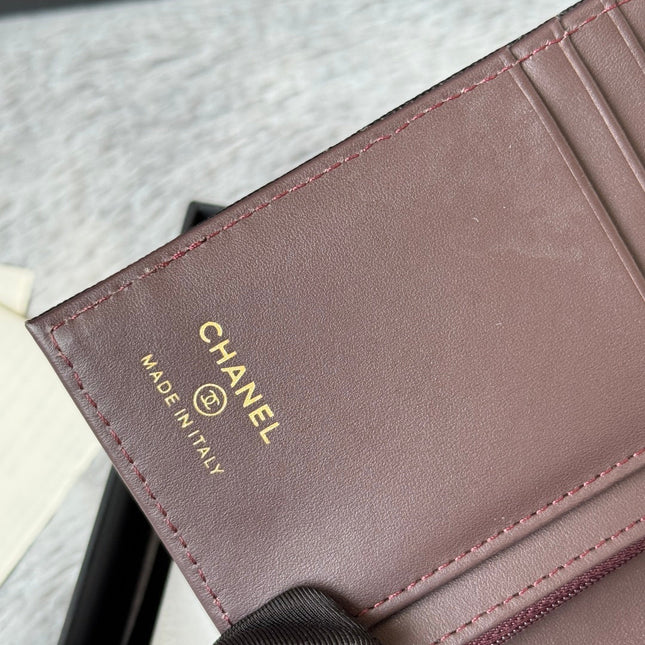 CHANEL 25S MULTI PURPOSE PASSPORT WALLET 15 IN BLACK CALFSKIN GOLD HARDWARE