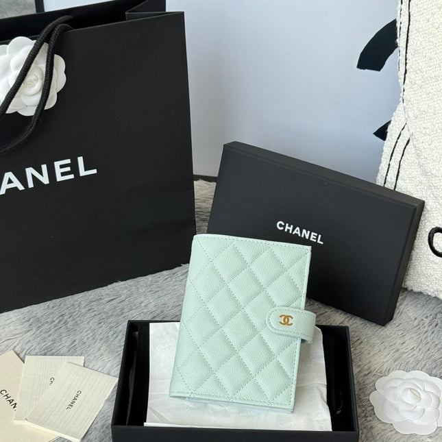 CHANEL 25S MULTI PURPOSE PASSPORT WALLET 15 IN SOFT MINT CALFSKIN GOLD HARDWARE