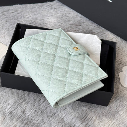 CHANEL 25S MULTI PURPOSE PASSPORT WALLET 15 IN SOFT MINT CALFSKIN GOLD HARDWARE