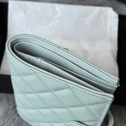 CHANEL 25S MULTI PURPOSE PASSPORT WALLET 15 IN SOFT MINT CALFSKIN GOLD HARDWARE