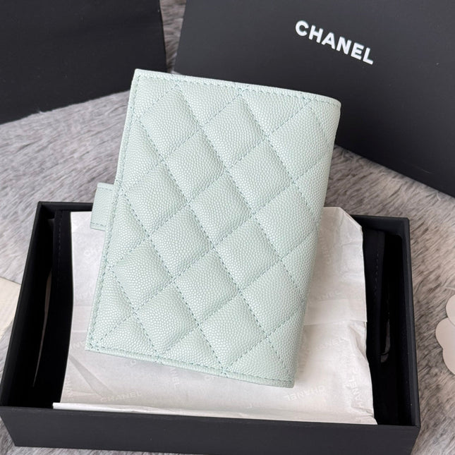CHANEL 25S MULTI PURPOSE PASSPORT WALLET 15 IN SOFT MINT CALFSKIN GOLD HARDWARE
