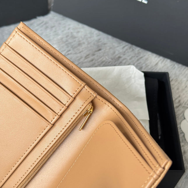 CHANEL 25S MULTI PURPOSE PASSPORT WALLET 15 IN GOLDEN CARAMEL CALFSKIN GOLD HARDWARE