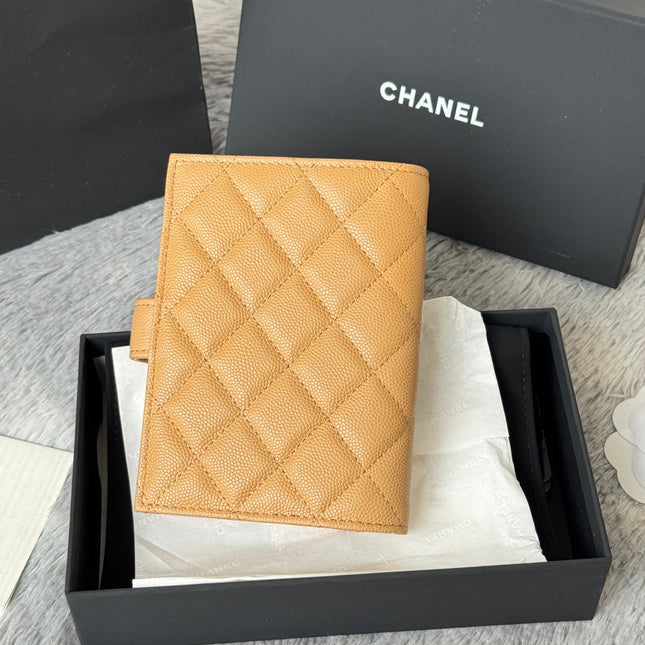 CHANEL 25S MULTI PURPOSE PASSPORT WALLET 15 IN GOLDEN CARAMEL CALFSKIN GOLD HARDWARE