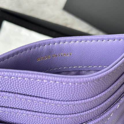 CHANEL 25S CARD HOLDER 11 IN LAVENDER PURPLE CAVIAR GOLD HARDWARE