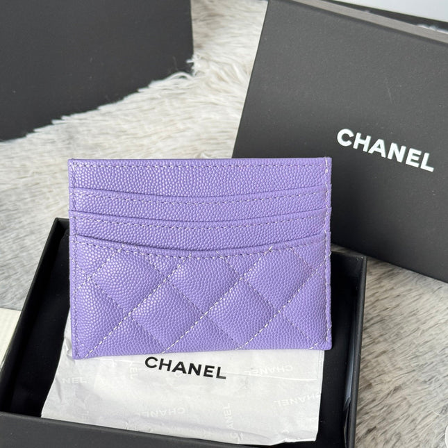 CHANEL 25S CARD HOLDER 11 IN LAVENDER PURPLE CAVIAR GOLD HARDWARE