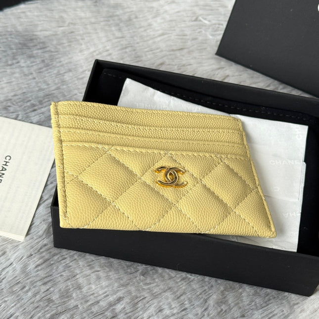 CHANEL 25S CARD HOLDER 11 IN YELLOW CAVIAR GOLD HARDWARE