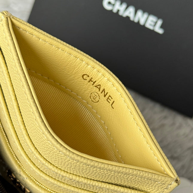CHANEL 25S CARD HOLDER 11 IN YELLOW CAVIAR GOLD HARDWARE