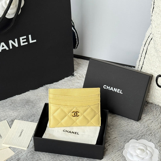 CHANEL 25S CARD HOLDER 11 IN YELLOW CAVIAR GOLD HARDWARE