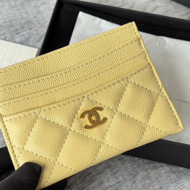 CHANEL 25S CARD HOLDER 11 IN YELLOW CAVIAR GOLD HARDWARE