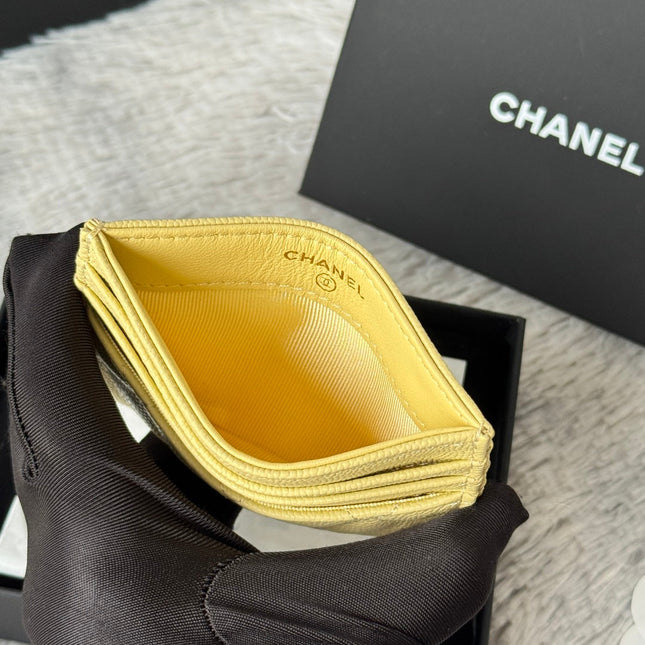 CHANEL 25S CARD HOLDER 11 IN YELLOW CAVIAR GOLD HARDWARE