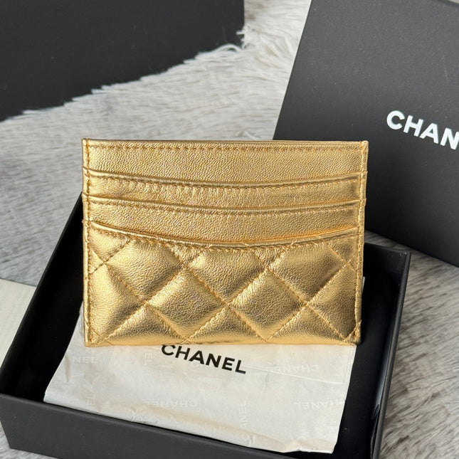 CHANEL 25S CARD HOLDER 11 IN GOLD LAMBSKIN GOLD HARDWARE