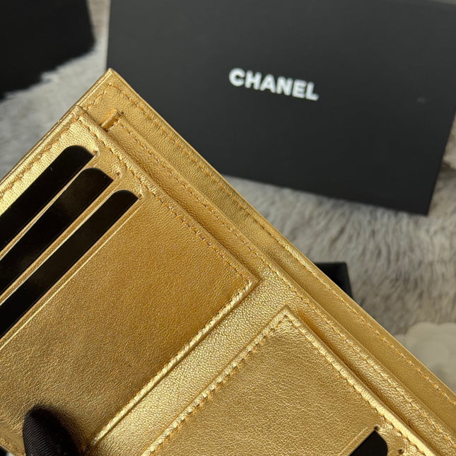 CHANEL 25S CF SMALL TRI FOLD WALLET 11 IN GOLD CAVIAR GOLD HARDWARE