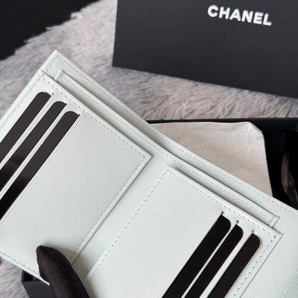 CHANEL 25S CF SMALL TRI FOLD WALLET 11 IN SOFT MINT CAVIAR GOLD HARDWARE