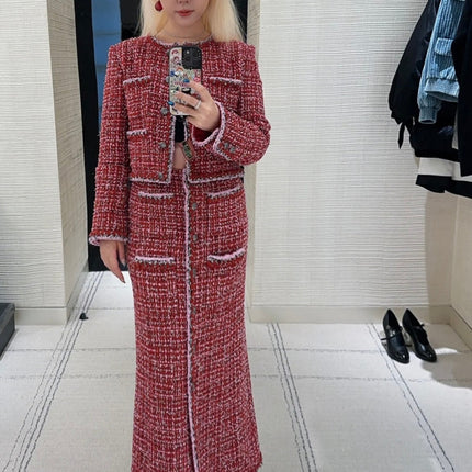 CHANEL 25S RED TWEED FOUR-POCKET SKIRT 314