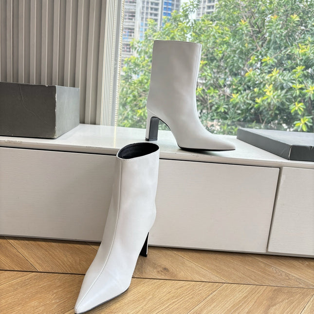BALENCIAGA 25S ANKLE BOOTS IN WHITE COW LEATHER