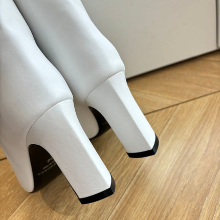 BALENCIAGA 25S ANKLE BOOTS IN WHITE COW LEATHER