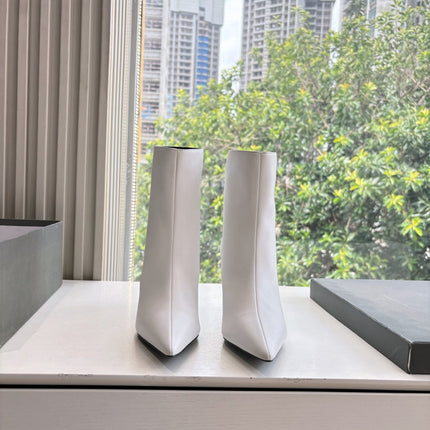 BALENCIAGA 25S ANKLE BOOTS IN WHITE COW LEATHER