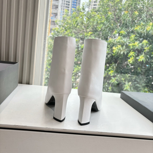 BALENCIAGA 25S ANKLE BOOTS IN WHITE COW LEATHER