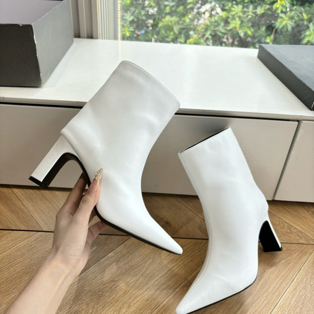 BALENCIAGA 25S ANKLE BOOTS IN WHITE COW LEATHER