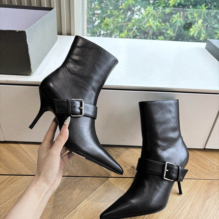 BALENCIAGA 25S ANKLE BOOTS WITH ZIPPER IN BLACK COW LEATHER SILVER HARDWARE