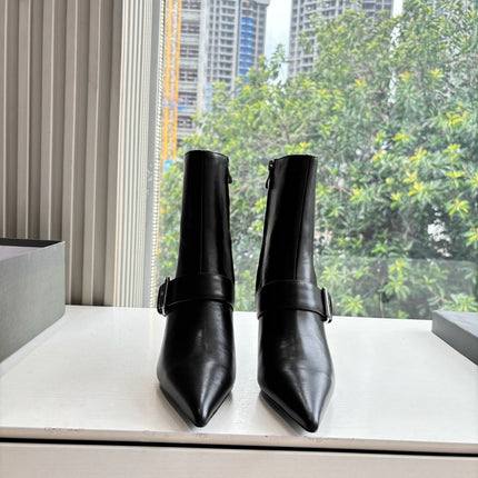 BALENCIAGA 25S ANKLE BOOTS WITH ZIPPER IN BLACK COW LEATHER SILVER HARDWARE