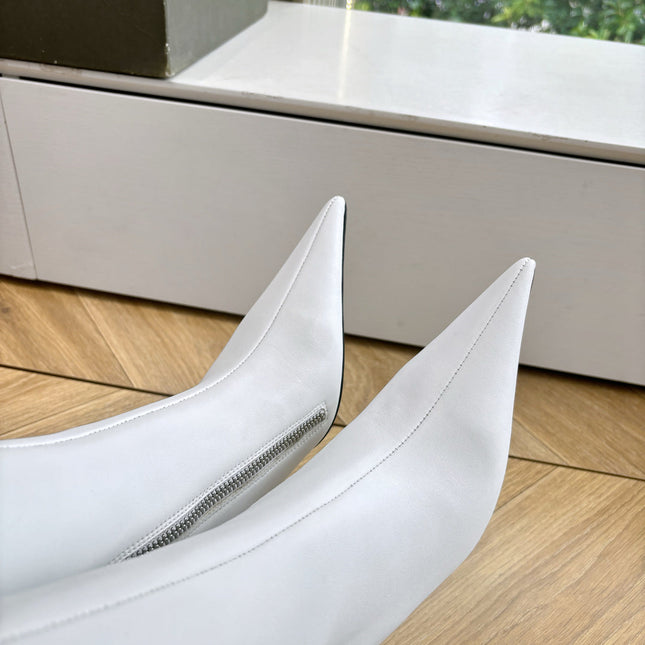 BALENCIAGA 25S HIGH BOOTS WITH ZIPPER IN WHITE COW LEATHER