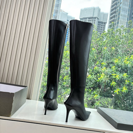 BALENCIAGA 25S HIGH BOOTS WITH ZIPPER IN BLACK COW LEATHER