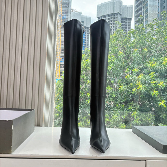 BALENCIAGA 25S HIGH BOOTS WITH ZIPPER IN BLACK COW LEATHER