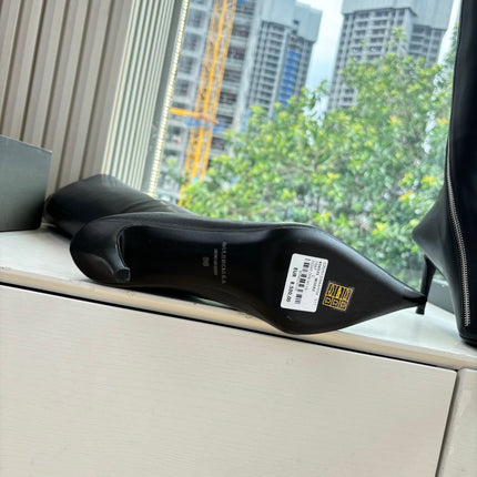 BALENCIAGA 25S HIGH BOOTS WITH ZIPPER IN BLACK COW LEATHER