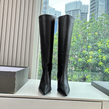 BALENCIAGA 25S HIGH BOOT IN BLACK EMBOSSED COW LEATHER